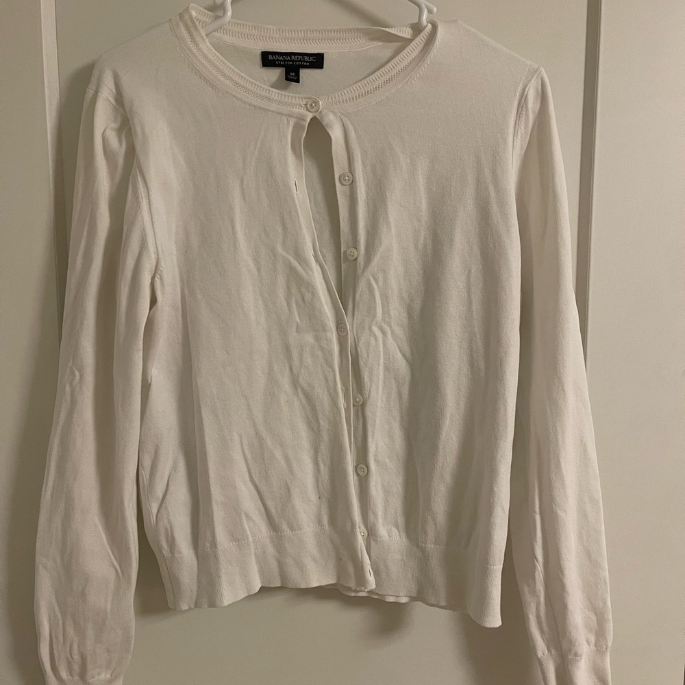 Banana Republic Women’s White Button-Up Cardigan
